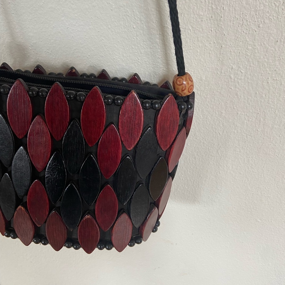 Vintage Wooden tile Boho Purse